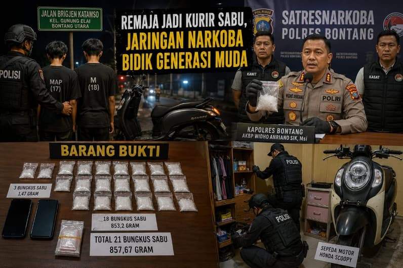 Ilustrasi Tersangka dan Barang Bukti yang Diamankan Polres Bontang (Foto: Ai/Lutfi Aziz/Pusaranmedia.com)
