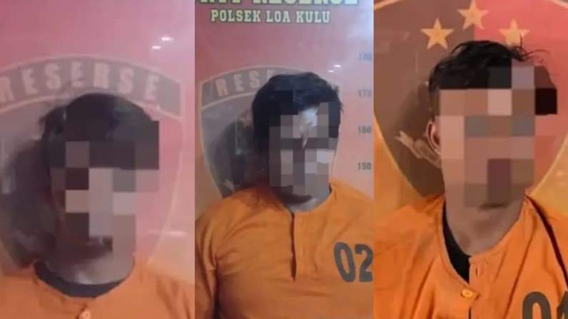 Ketiga tersangka beserta barang bukti 21 poket sabu dengan berat bruto mencapai 7,28 gram berhasil diamankan Polisi. (Foto: Polres Kukar)