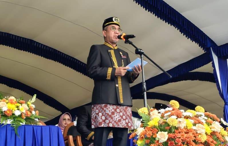 Bupati Kutim, Ardiansyah Sulaiman saat memberikan sambutan di HUT ke 27 Kutai Timur. (Foto: Dok Prokopim Kutim)