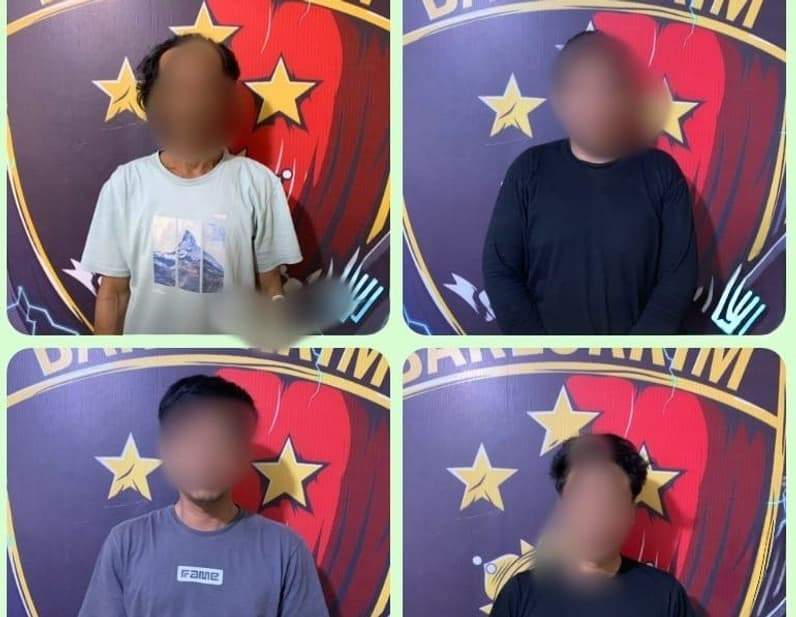 Empat pencuri kabel telah diamankan di Mapolsek Penajam. (Foto: Polsek Penajam)