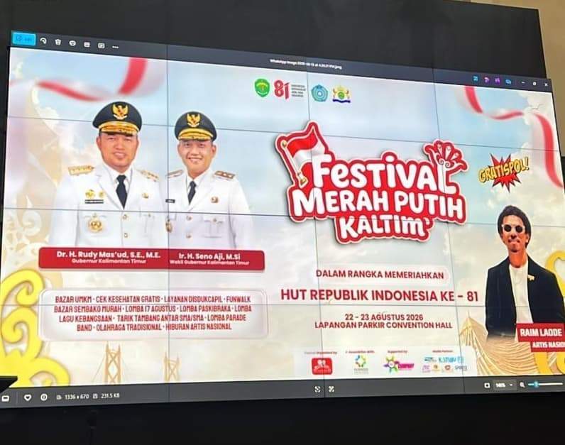 Puncak peringatan HUT ke-81 RI pada 17 Agustus 2026 di Stadion Kadrie Oening Samarinda. Pemprov Kaltim menyiapkan Festival Merah Putih dan memberdayakan para pelaku UMKM. (Foto: Herdi/Pusaranmedia.com).