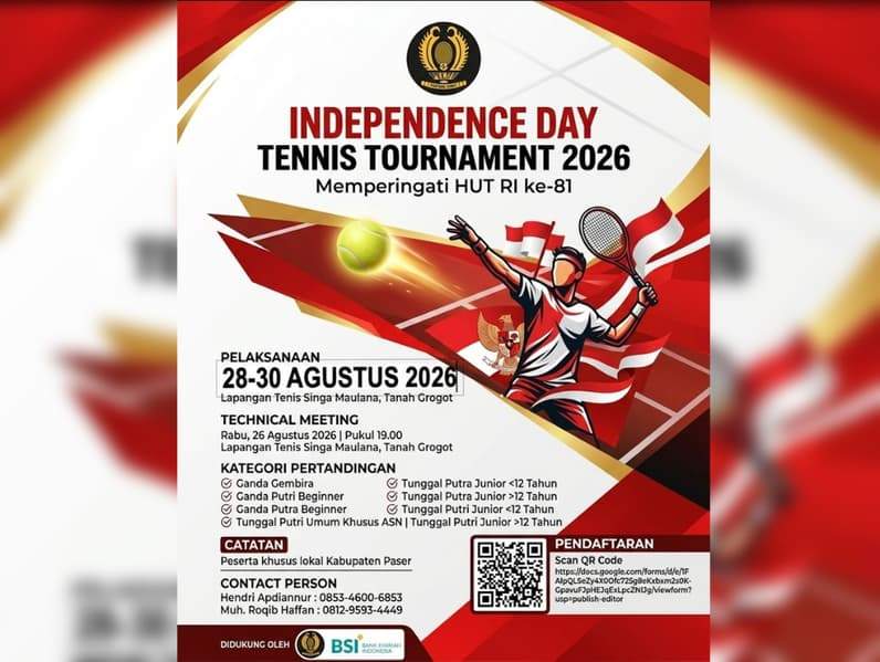 Flayer Independence Day Tennis Tournament 2026. (Foto: Dok Pelti Paser)