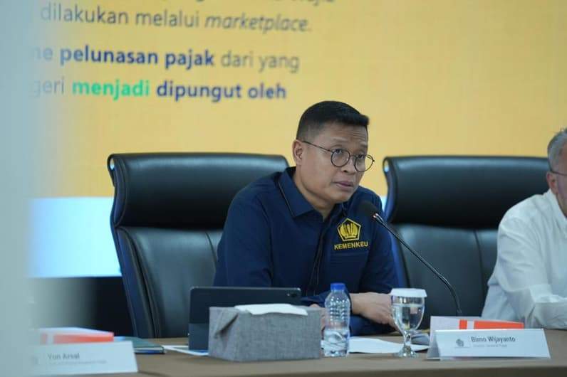 Direktur Jenderal Pajak, Bimo Wijayanto dalam konferensi pers di Jakarta, Rabu (1/7/2026). (Foto: Tim Humas DJP)
