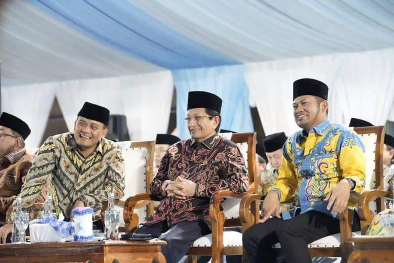 Menteri Agama Profesor Nasaruddin Umar Gubernur Kaltim Rudy Mas'ud dan pejabat negara lainnya saat hadir di malam penutupan MTQN XXXI di Kota Semarang. (Foto: Pemprov Kaltim)