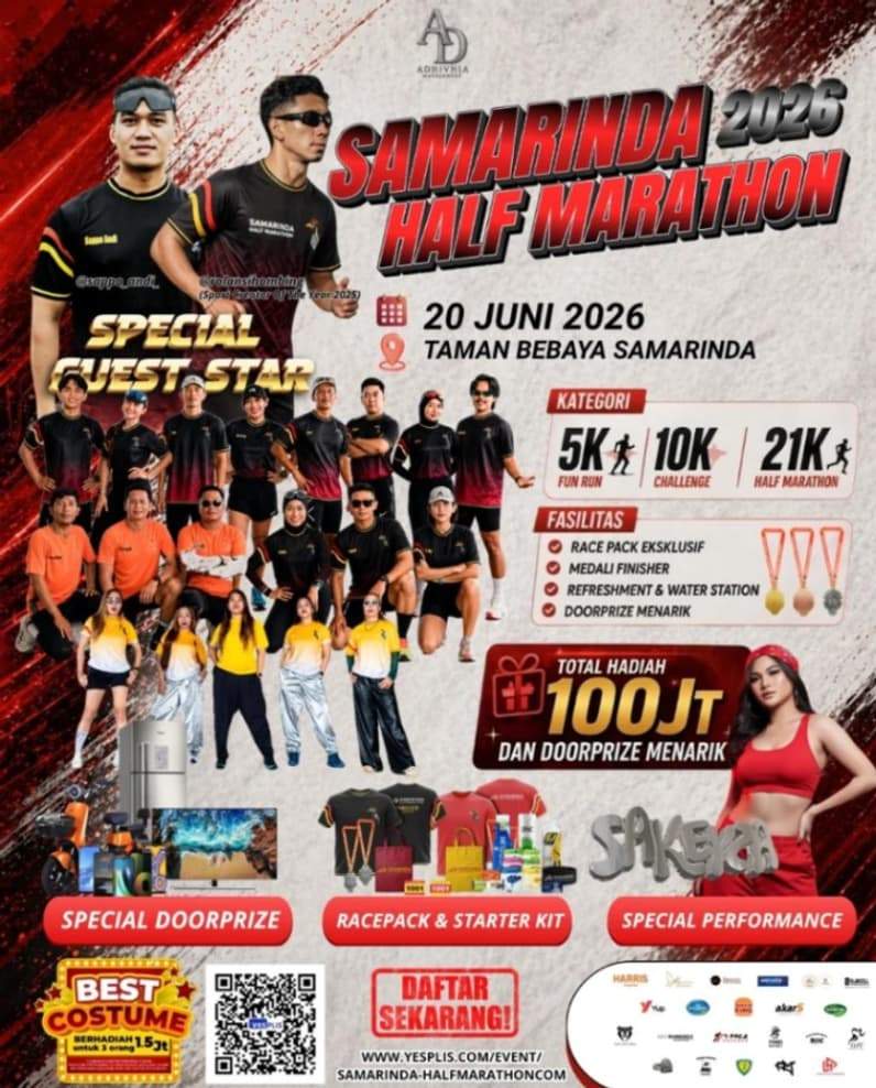 Flyer kegiatan Samarinda Half Marathon yang mendadak batal diselenggarakan, Sabtu (20/6/2026). (Foto: Instagram festivalrunning_smd)