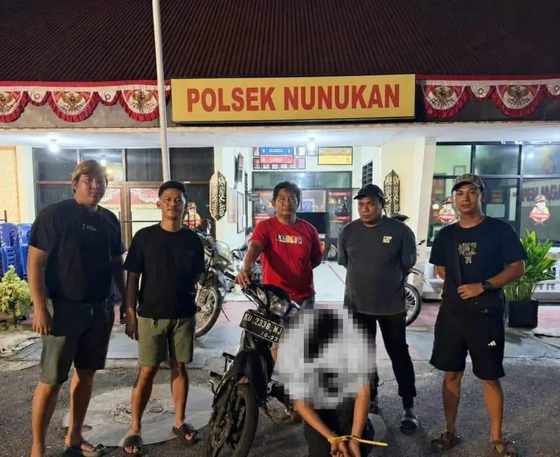 Terduga pelaku usai diamankan pihak Polres Nunukan. (Foto: Polres Nunukan)