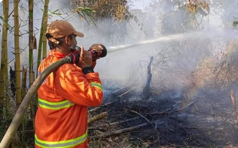 Pemadaman api di wilayah Kelurahan Bantuas, Kecamatan Palaran, Sabtu (8/8/2026). (Foto: Dok. BPBD Samarinda)