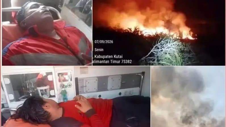 Potret dua petugas damkar dirawat karena mengalami gangguan kesehatan setelah memedamkan api (Foto: Media Sosial)
