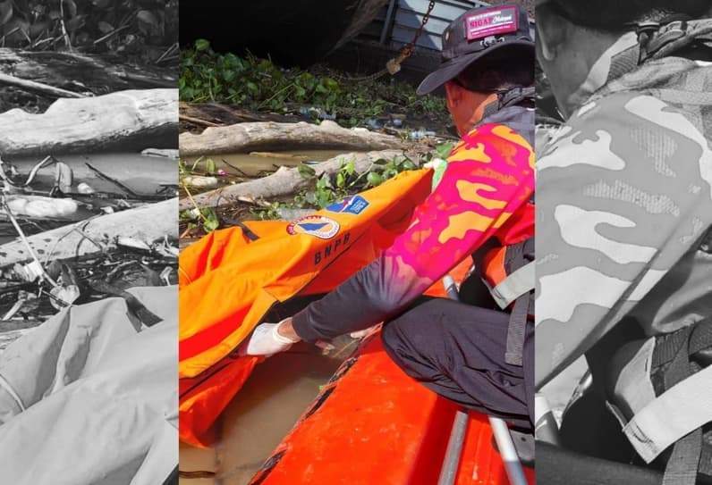 Evakuasi korban tenggelam di loa kulu. (Foto: Eko BPBD Kukar)