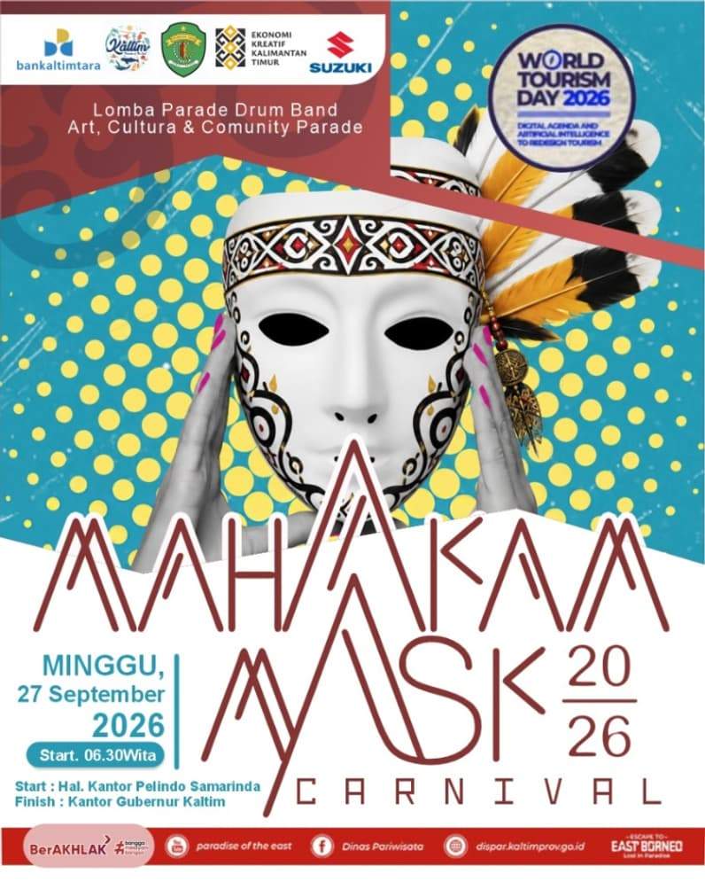 Dispar Kaltim Gelar Pawai topeng, Meriahkan Hari Pariwisata 2026