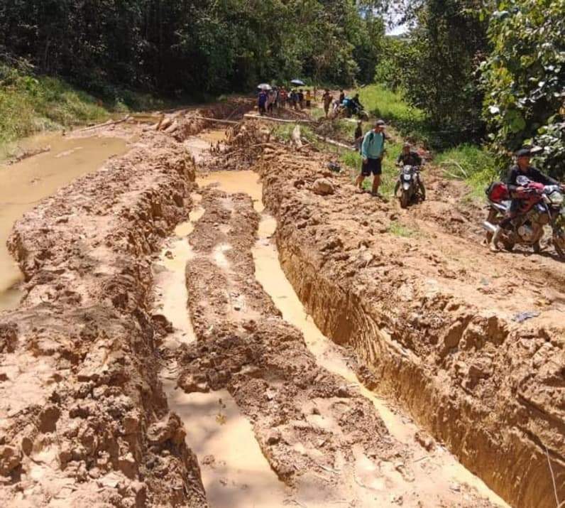 Kondisi jalan utama Krayan Selatan (Foto: Oktavianus Ramli)