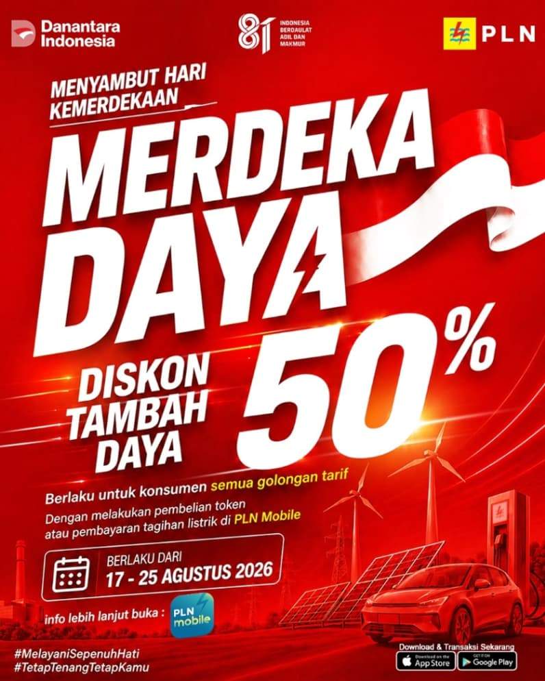 Peringati HUT RI ke-81, PLN UID Kaltimra Ajak Masyarakat Nikmati Promo Merdeka Daya dengan Diskon Tambah Daya 50 Persen