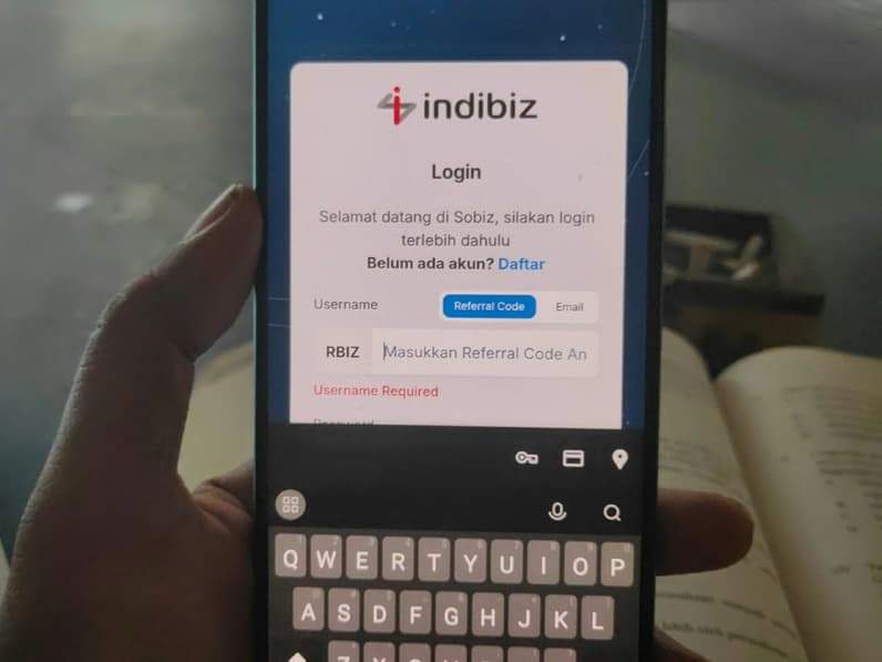 Tampilan login di Aplikasi Sobiz. (Foto: Achmad Fadillah/Pusaranmedia.com)