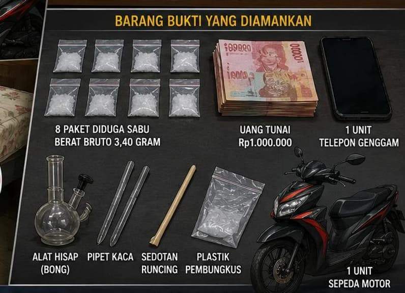 Barang Bukti yang Diamankan Polres Bontang. (Foto: Lutfi Aziz/Pusaranmedia.com)