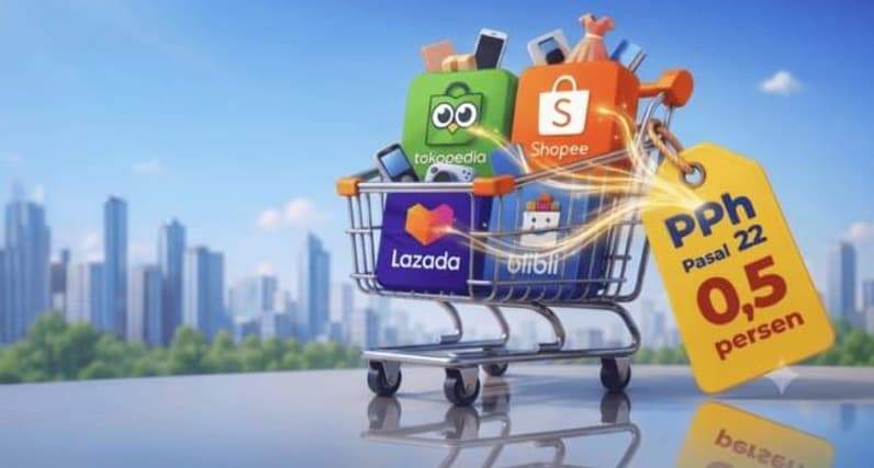 Ilustrasi logo sejumlah marketplace dengan informasi PPh Pasal 22 sebesar 0,5 persen. (Foto: DJP)