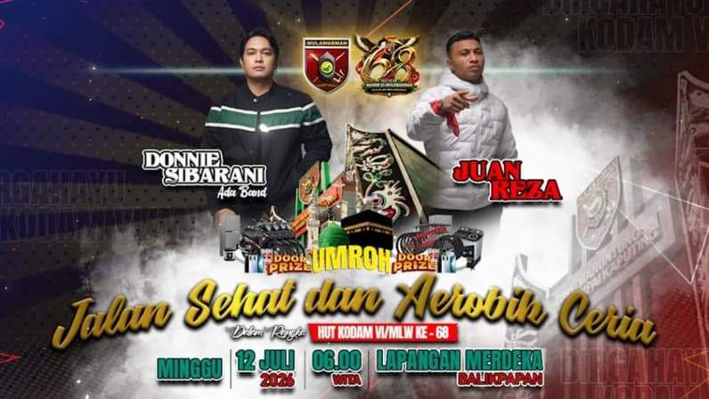 Flyer kegiatan HUT ke-68 Kodam VI/Mulawarman. (Foto: Pendam VI/Mlw)