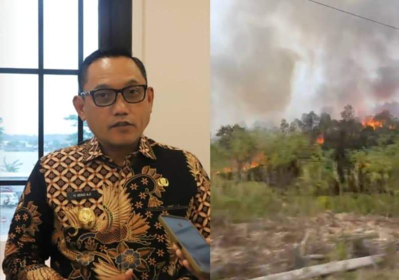 Seno Aji himbau masyarakat gunakan masker demi terhindar dari kabut asap akibat kebakaran hutan. (Foto: Herdi/Pusaranmedia.com).