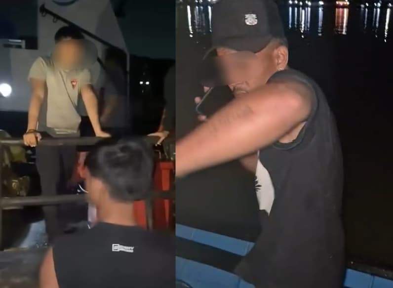 Tangkapan layar saat sebuah kelompok cekcok dengan aparat atas dugaan minta jatah minyak di perairan Sungai Mahakam Samarinda. (Foto: Herdi/Pusaranmedia.com).