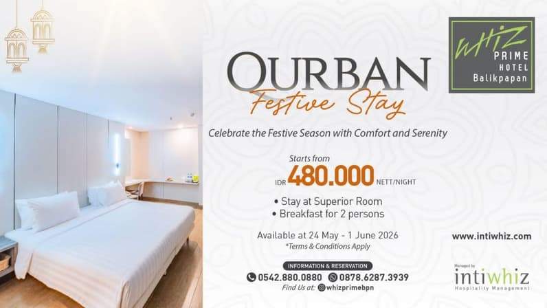 Long Weekend, Whiz Prime Balikpapan Luncurkan Promo "Qurban Festive Stay" Sambut Iduladha
