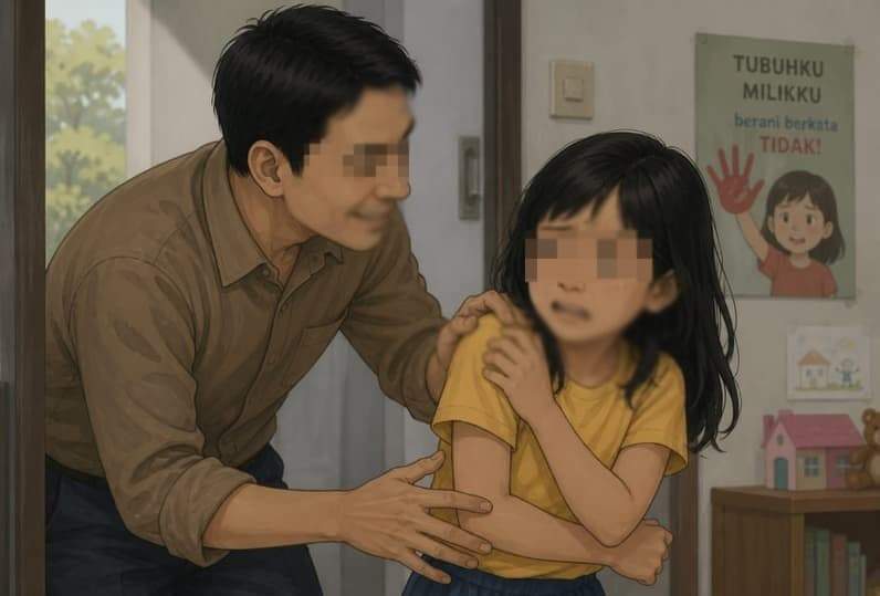 Ilustrasi seorang anak menjadi korban pelecehan. (Foto: Ai/Aswin/Pusaranmedia.com)