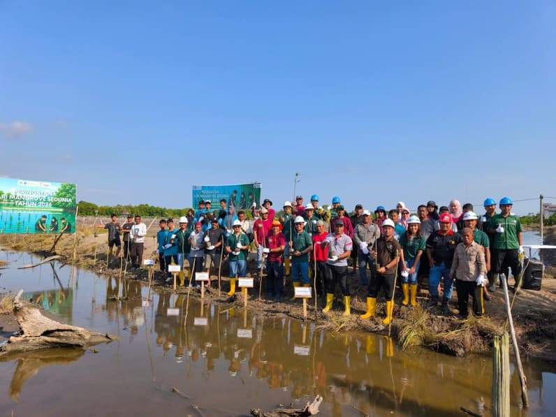 Aksi pelestarian hutan mangrove oleh PT BIM-PPS bersama Pemkab Paser dan masyarakat setempat di kawasan pesisir Desa Lori. (Foto : Dok BIM-PPS)