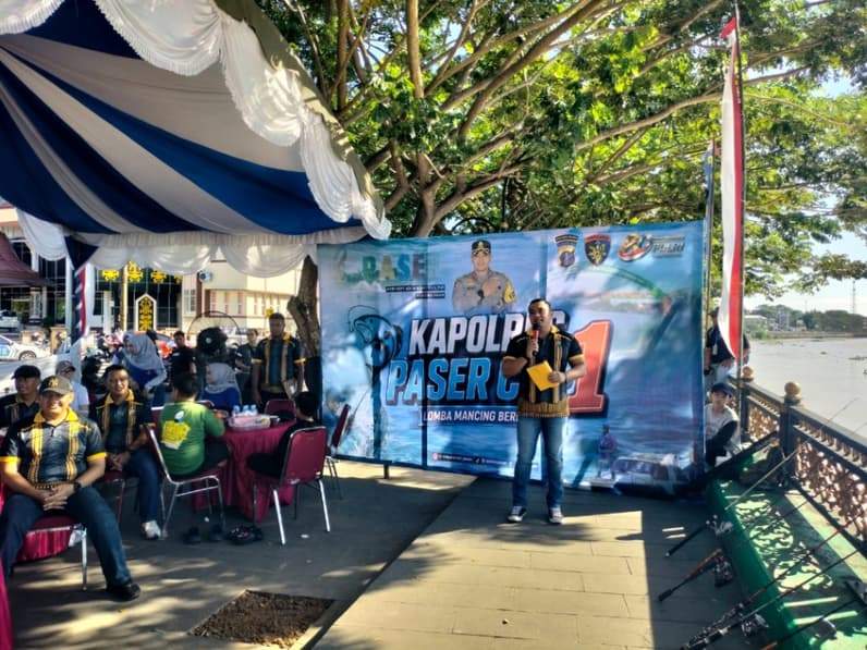 Saat pembukaan Lomba Mancing Berhadiah Kapolres Paser Cup Satu tahun 2026 dalam rangka peringati Hari Bhayangkara ke-80. (Foto: Luthfi/Pusaranmedia.com)