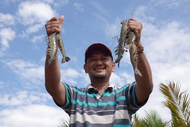 Salah satu petambak, Abdul Rahman yang berhasil memanen udang windu. (Foto: YKAN)