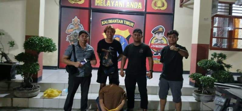 Pengedar narkoba berinisial J diamankan Polsek Babulu. (Foto: Polsek Babulu).