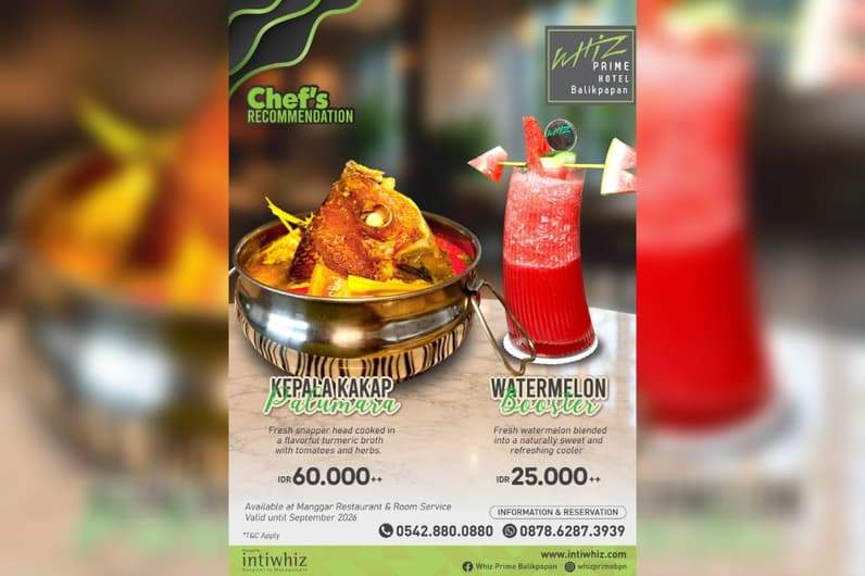 Kepala Kakap Palumara & Watermelon Booster Menu Andalan Whiz Prime Hotel Balikpapan Selama Juli-September
