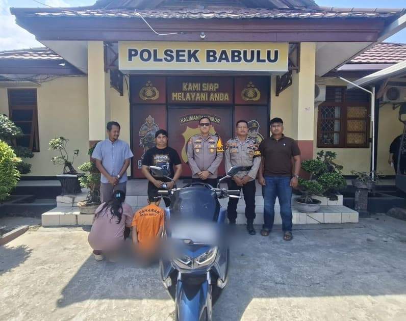 Dua pelaku curanmor diamankan Polsek Babulu. (Foto: Polsek Babulu).