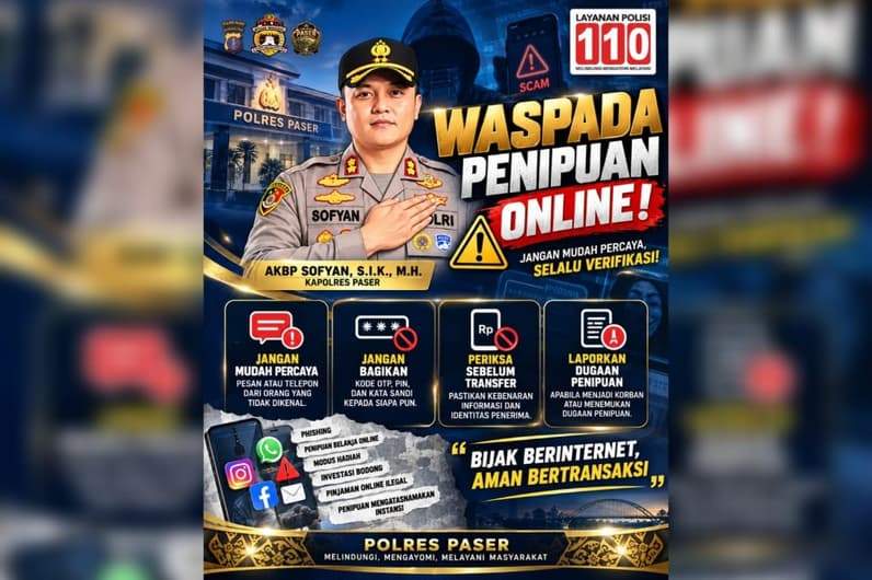 Flayer larangan judol oleh Polres Paser. (Foto : Dok Polres Paser)