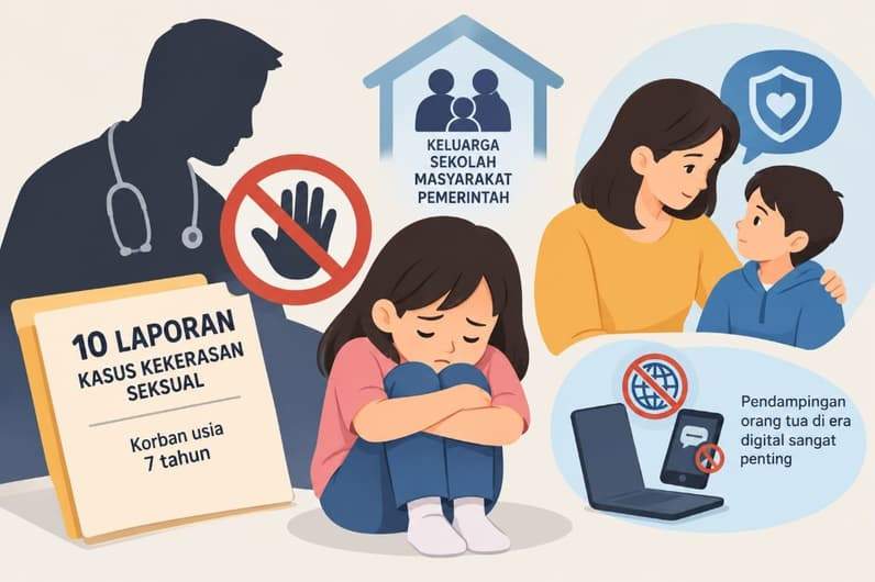 Ilustrasi 10 Laporan Kasus Kekerasan Seksual. (Foto: Lutfi Aziz/Pusaranmedia.com)
