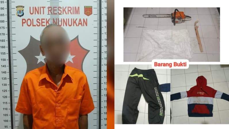 Pelaku beserta barang bukti yang diamankan Polsek Nunukan atas aksi pencurian di Seimanggaris (Foto: Polres Nunukan)