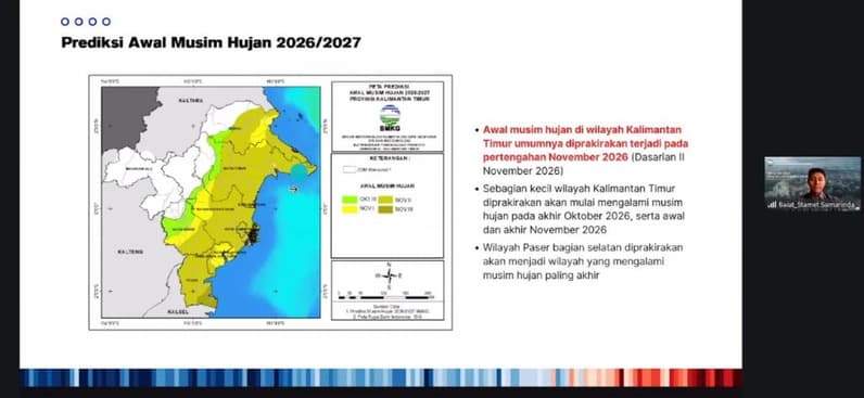 Rilis prediksi musim hujan 2026/2027 oleh Stasiun Metereologi APT Pranoto, Jumat (9/10/2026). (Foto: Tri/Pusaranmedia.com)