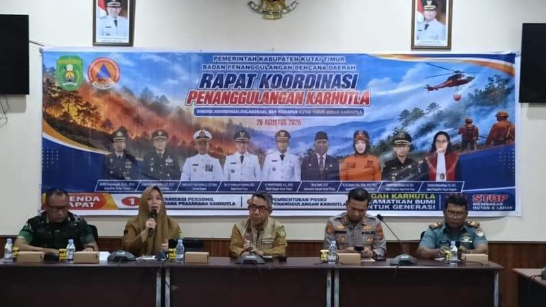 Suasa rapat koordinasi penanganan Karhutla di Kutai Timur. (Foto: Dok.Polres Kutim)