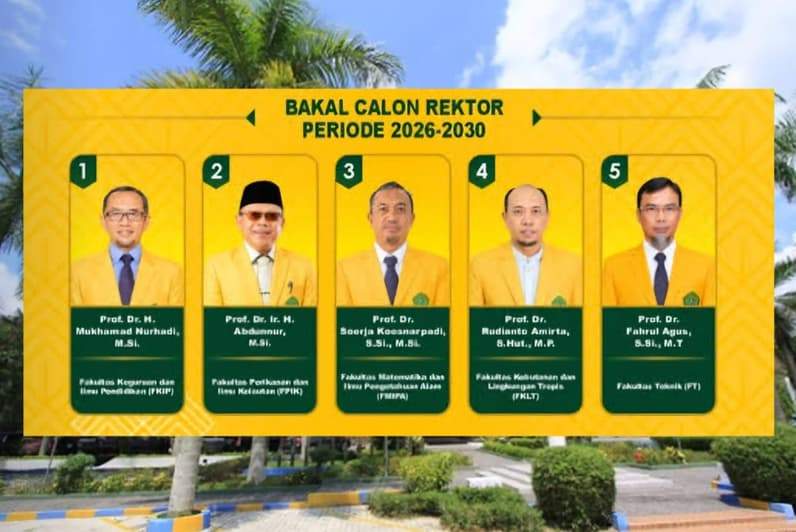Jajaran para calon rektor unmul periode 2026-2030. (Foto: Unmul Official)