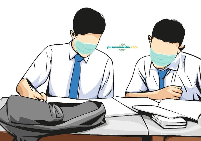 Ilustrasi aktivitas pendidikan menggunakan masker. (Foto: Dok.Pusaranmedia.com)