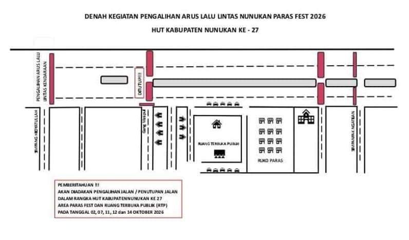 Denah pengalihan arus lalu lintas di Jalan Lingkar Pulau Nunukan. (Foto: Dishub Nunukan)