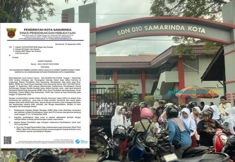 Aktivitas antar jemput anak di SDN 010 Samarinda Kota. (Foto: Tri/Pusaranmedia.com)
