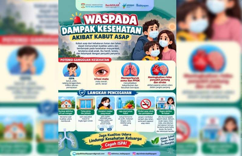 Flyer edukasi warga tentang dampak kesehatan akibat kabut asap. (Foto: Dinkes Balikpapan