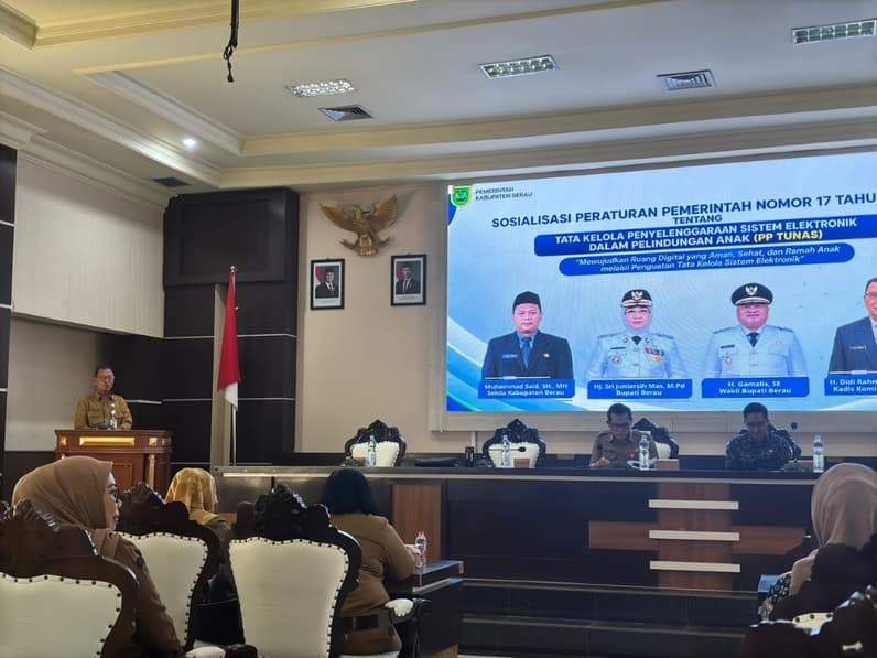 Sosialisasi PP Nomor 17 Tahun 2025 (PP Tunas) yang digelar Pemkab Berau sebagai upaya memperkuat perlindungan anak dari ancaman konten negatif di ruang digital. (Foto: Nur Hidayah/ pusaranmedia.com)