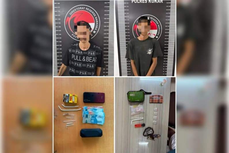 Tersangka dan barang bukti yang diamankan polres kukar (Foto: Polres Kukar)