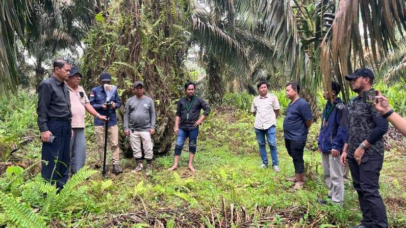Proses pengukuran lahan di PT NIKP/Gawi oleh masyarakat, perusahaan, pemerintah dan Polres Kutai Timur. (Foto: Siswandi/Pusaranmedia.com)