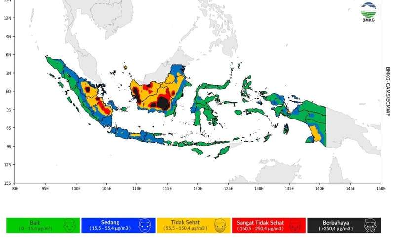 Peta kualitas udara di Indonesia. (Foto: BMKG Nunukan)