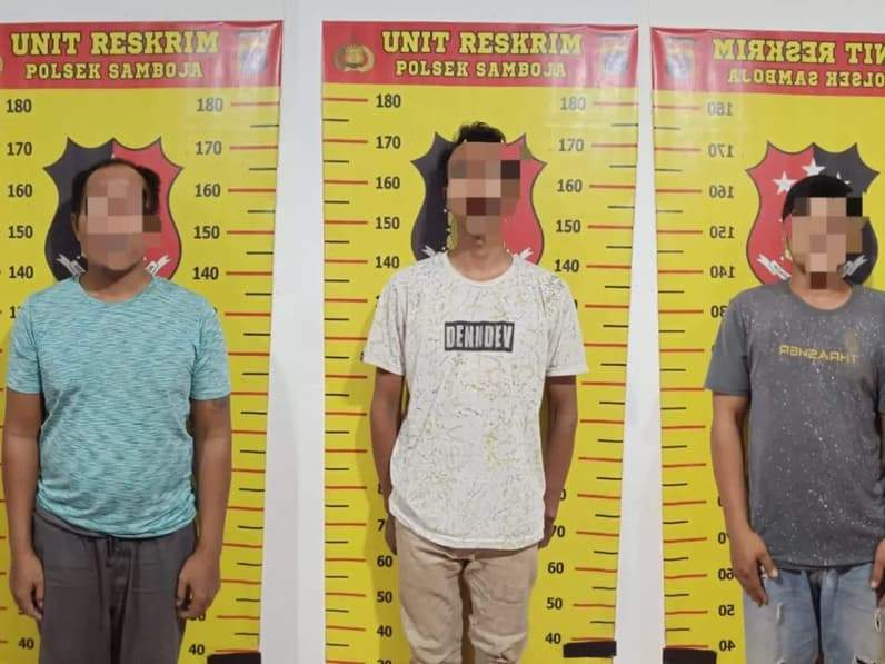 Tersangka penyalahgunaan narkotika jenis sabu yang diamankan polsek samboja. (Foto: Polsek Samboja)