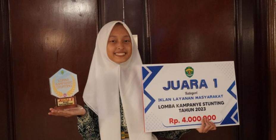 Lia, siswi SMA Negeri 10 pemenang lomba iklan layanan masyarakat terkait pencegahan stunting. (Foto: Ayu/Pusaranmedia.com)